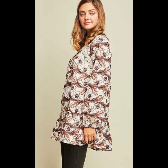 Floral print drop waist tunic top - Picture 4 of 6